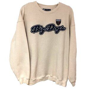 Vintage Big Dogs Mens Thermal Shirt Tan Embroider Fleece Script  Spell Out Sz L‎
